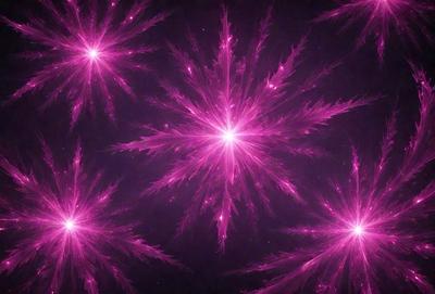 The primary subject of the image is a purple starburst pattern, which is a digital art or illustration. The setting is a dark background, and the visual style is a combination of digital art and pattern. The dominant colors are purple and pink, creating a vibrant and lively atmosphere.