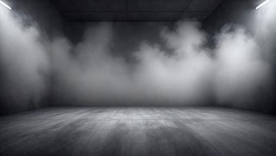 The primary subject of the image is a white cloudy sky. The setting is a room with a white wall, and the visual style is a photo. The cloudy sky creates a moody atmosphere, and the room appears to be empty and devoid of any other objects or people.