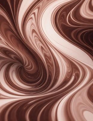 The primary subject of the image is a swirling pattern of brown and white colors, which creates a visually striking and dynamic scene. The setting is a white wall, providing a clean and uncluttered background for the swirling pattern. The visual style of the image is a combination of photo and digital art, as it captures the intricate details of the swirling pattern while maintaining a sense of depth and movement. The dominant colors in the image are brown and white, which evoke a sense of warmth and