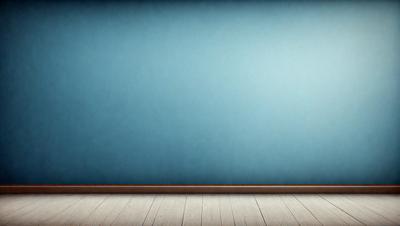 The primary subject of the image is a blue wall with a wooden floor. The setting is a room with a blue wall and a wooden floor. The visual style is a photo of a blue wall and wooden floor. The dominant colors are blue and brown, creating a calm and serene atmosphere.
