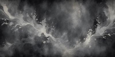 The primary subject of the image is a painting or drawing of a bird, which is the main focus of the scene. The setting is a dark, cloudy sky, creating a moody atmosphere. The visual style appears to be a combination of digital art and illustration, with the bird's wings and tail resembling a flowing waterfall. The colors are predominantly dark, with the bird being the only bright spot in the scene.
