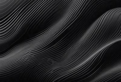 The primary subject of the image is a black and white pattern, which appears to be a digital art or illustration. The setting is a black background, and the visual style gives the impression of a modern, artistic design. The colors and mood of the image are predominantly dark and moody, with the black and white pattern creating a striking contrast against the black background.