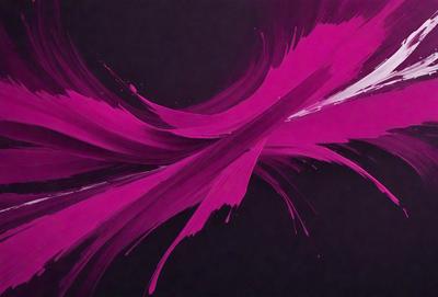 The primary subject of the image is a large, pink, swirling design or painting. The setting is a black background, which contrasts with the vibrant pink color of the swirl. The visual style appears to be a combination of digital art and illustration, creating a dynamic and eye-catching piece. The dominant colors are pink and black, giving the image a bold and striking appearance.