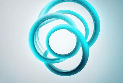 The primary subject of the image is a blue spiral, which is the main object, scene, or focus of the image. The setting is a white background, and the visual style is a digital art or illustration. The dominant colors are blue and white, creating a calm and serene atmosphere.