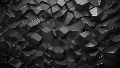 The primary subject of the image is a close-up of a black and silver geometric pattern. The setting is a black background, which contrasts with the pattern. The visual style is a combination of digital art and illustration, creating a unique and intricate design. The dominant colors are black and silver, giving the image a modern and sophisticated appearance.