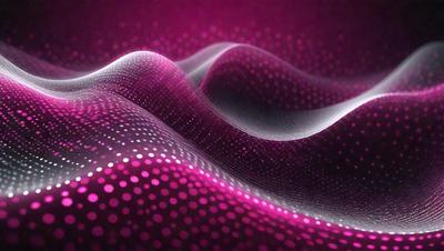 The primary subject of the image is a pink, purple, and white patterned surface. The setting is a dark background, which contrasts with the bright colors of the pattern. The visual style appears to be a combination of digital art and illustration, creating a unique and eye-catching design. The colors and mood of the image are vibrant and energetic, with the pink and purple hues evoking a sense of warmth and creativity.