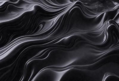 The primary subject of the image is a black and white photo of a wave. The setting is a dark background, which contrasts with the wave's shape. The visual style is a close-up of the wave, showcasing its intricate details. The colors and mood of the image are predominantly dark, with the wave's shape and texture being the main focus.