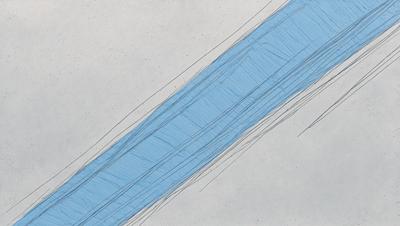 The primary subject of the image is a blue line, which is the main focus of the image. The setting is a white background, and the visual style appears to be a digital art or illustration. The colors and mood of the image are predominantly blue, creating a calm and serene atmosphere.