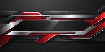 The primary subject of the image is a red and silver logo. The setting is a dark background, which contrasts with the bright colors of the logo. The visual style appears to be a digital art or illustration, as the logo is composed of multiple shapes and lines. The dominant colors are red and silver, creating a bold and eye-catching appearance.