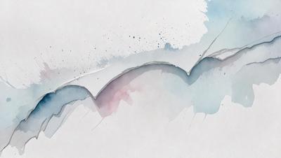 The primary subject of the image is a watercolor painting of a wave. The setting is a white background, and the visual style is a watercolor painting. The dominant colors in the painting are blue and white, creating a serene and calming atmosphere.