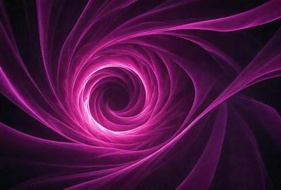 The primary subject of the image is a purple spiral, which appears to be a part of a larger pattern. The setting is a dark background, which contrasts with the purple spiral. The visual style of the image is a combination of digital art and illustration, creating a unique and eye-catching design. The dominant colors in the image are purple and pink, giving the spiral a vibrant and lively appearance.