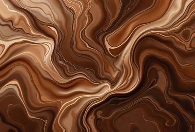 The primary subject of the image is a close-up of a brown and tan marbled stone. The setting is a natural environment, with the stone being the main object of focus. The visual style is a close-up of the stone, showcasing its intricate patterns and textures. The colors and mood of the image are warm and earthy, with the brown and tan tones creating a natural and organic atmosphere.