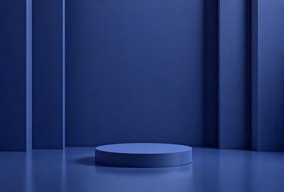 The primary subject of the image is a blue circle, which is the main object, scene, or focus of the image. The setting/background consists of a blue wall, and the visual style is a photo. The colors and mood of the image are predominantly blue, creating a calm and serene atmosphere.