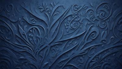 The primary subject of the image is a blue wall with a decorative design. The setting is a room with a blue wall, and the visual style is a combination of digital art and illustration. The colors and mood of the image are predominantly blue, creating a calm and serene atmosphere.