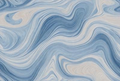 The primary subject of the image is a blue and white patterned surface, which appears to be a painting or a digital artwork. The setting is a blue and white ocean, creating a serene and calming atmosphere. The visual style is a combination of painting and digital art, giving the image a unique and artistic appearance. The dominant colors are blue and white, which contribute to the overall mood of the scene.