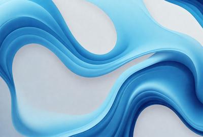 The primary subject of the image is a blue, wavy, and flowing design. The setting is a white background, which provides a clean and minimalist appearance. The visual style is a combination of digital art and illustration, creating a unique and eye-catching pattern. The dominant colors are blue and white, giving the image a calming and soothing atmosphere.