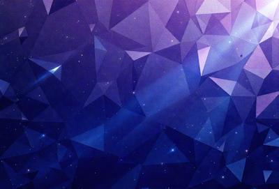 The primary subject of the image is a blue and purple background with a pattern of triangles. The setting is a space-themed background, which adds to the visual style. The colors and mood of the image are predominantly blue and purple, creating a calm and serene atmosphere.