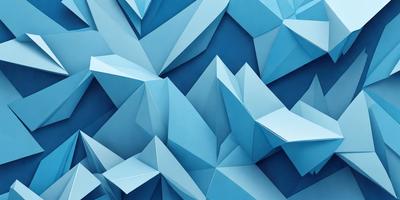 The primary subject of the image is a blue background with a pattern of white, blue, and green geometric shapes. The setting appears to be a blue wall or a blue background, which creates a visually appealing and cohesive design. The visual style of the image is a combination of digital art and illustration, as the shapes are intricately arranged and the colors are vibrant and well-defined. The overall atmosphere of the image is calm and inviting, with the blue and white colors creating a sense of tranquility