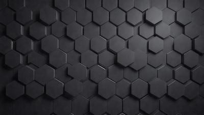 The primary subject of the image is a black and white patterned wall. The setting is a black background, and the visual style is a patterned wallpaper. The dominant colors are black and white, creating a bold and striking atmosphere.