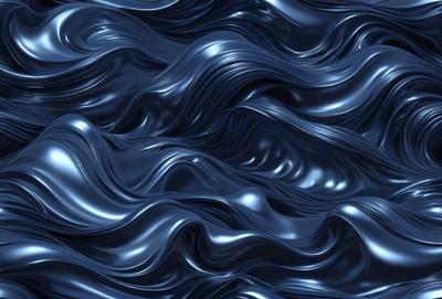 The primary subject of the image is a blue, wavy surface that resembles a water surface. The setting is a blue background, and the visual style appears to be a digital art or illustration. The dominant colors are blue and black, creating a calm and serene atmosphere.