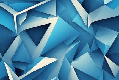 The primary subject of the image is a blue geometric pattern, which is the main focus of the image. The setting is a blue background, and the visual style is digital art. The dominant colors are blue and white, creating a calm and soothing atmosphere.