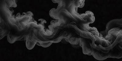 The primary subject of the image is a cloud of smoke, which is the main object, scene, or focus of the image. The setting is a dark background, which creates a dramatic and moody atmosphere. The visual style is a black and white photo, which adds a sense of timelessness and artistic quality to the image. The colors and mood are dominated by the smoke, which appears as a dense, swirling mass of gray and white, creating a sense of mystery and intrigue.