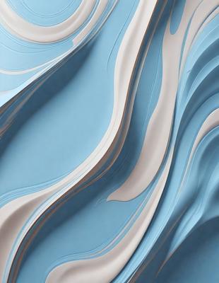 The primary subject of the image is a blue and white swirl pattern, which appears to be a digital art or illustration. The setting is a blue background, and the visual style is a combination of digital art and illustration. The dominant colors are blue and white, creating a calming and soothing atmosphere.