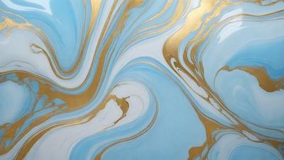 The primary subject of the image is a blue and gold swirl pattern, which is the main focus of the image. The setting is a wall, and the visual style appears to be a combination of digital art and illustration. The dominant colors in the image are blue and gold, creating a vibrant and visually appealing atmosphere.