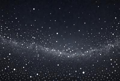 The primary subject of the image is a night sky filled with stars. The setting is a dark, star-filled sky, and the visual style is a black and white photo. The colors and mood of the image are predominantly dark and moody, with the stars being the main focus.