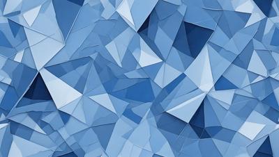 The primary subject of the image is a blue and white geometric pattern. The setting is a blue background, and the visual style appears to be a digital art or illustration. The dominant colors are blue and white, creating a calm and soothing atmosphere.