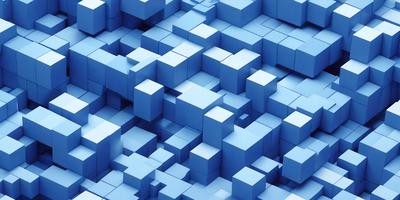 The primary subject of the image is a blue, three-dimensional grid pattern. The setting is a blue background, and the visual style is a digital art or illustration. The dominant colors are blue and white, creating a calm and soothing atmosphere.