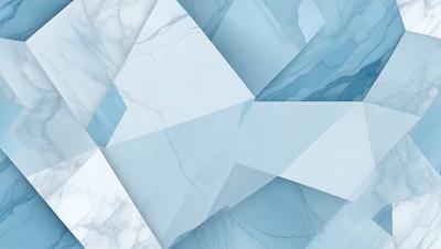 The primary subject of the image is a blue and white marble pattern. The setting is a white marble wall, and the visual style is a digital art or illustration. The dominant colors are blue and white, creating a calm and serene atmosphere.