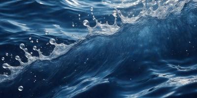 The primary subject of the image is a large body of water, which appears to be a blue ocean. The setting is underwater, with the water being the main background. The visual style of the image is a photo, capturing the beauty of the water and its surroundings. The colors in the image are predominantly blue, creating a serene and calming atmosphere.