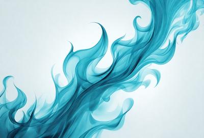The primary subject of the image is a blue, swirling, and flowing water effect. The setting is a white background, which provides a clean and minimalist appearance. The visual style is a digital art or illustration, as it creates a dynamic and fluid motion. The dominant colors are blue and white, giving the image a calming and serene atmosphere.