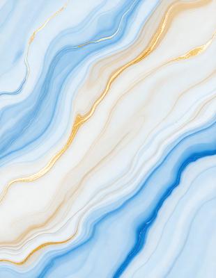 The primary subject of the image is a blue and white marble tile with gold accents. The setting is a bathroom, and the visual style is a close-up of the tile. The dominant colors are blue, white, and gold, creating a luxurious and elegant atmosphere.