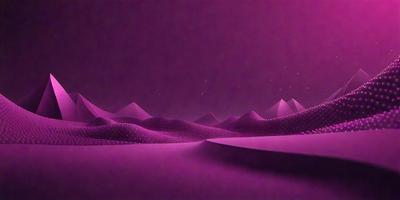 The image is a digital art piece featuring a purple landscape with a mountain range. The setting is a dark, purple sky, which adds to the overall mood of the scene. The visual style is a combination of a photo and an illustration, creating a unique and intriguing atmosphere. The primary subject is the mountain range, which is the main focus of the image, while the setting and background are the purple sky and the mountain range.