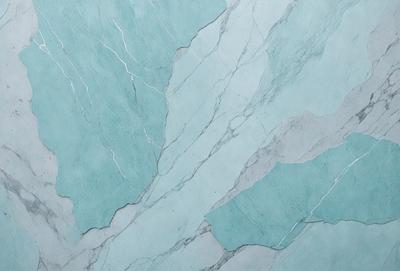 The primary subject of the image is a marble-like surface with a blue tint. The setting is a wall, and the visual style is a close-up of the marble surface. The colors and mood of the image are predominantly blue, creating a calm and serene atmosphere.
