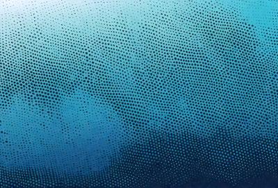 The primary subject of the image is a blue and white patterned surface, which appears to be a digital art or illustration. The setting is a blue ocean, creating a serene and calming atmosphere. The visual style is a combination of digital art and illustration, with a focus on the intricate pattern and the blue and white color scheme.
