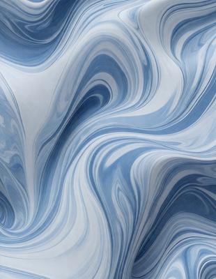 The primary subject of the image is a blue and white swirling pattern, which appears to be a digital art or illustration. The setting is a blue background, and the visual style is a combination of digital art and illustration. The dominant colors are blue and white, creating a calm and soothing atmosphere.
