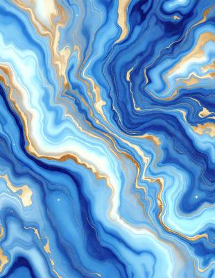 The primary subject of the image is a blue and gold swirling pattern, which appears to be a piece of art or a decorative item. The setting is a blue and gold background, which complements the swirling pattern. The visual style is a combination of digital art and illustration, creating a unique and eye-catching design. The colors and mood of the image are predominantly blue and gold, giving it a warm and inviting atmosphere.