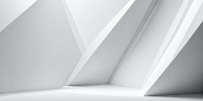 The primary subject of the image is a white wall with a pattern of triangles. The setting is a room with a white background, and the visual style appears to be a combination of a photo and digital art. The dominant colors are white and gray, creating a clean and minimalist atmosphere.