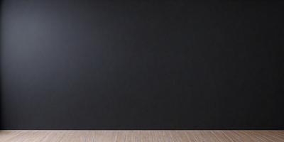 The primary subject of the image is a black wall with a wooden floor. The setting is a room with a black background, and the visual style is a photo. The colors and mood of the image are dark and moody, with the black wall and wooden floor creating a sense of depth and contrast.
