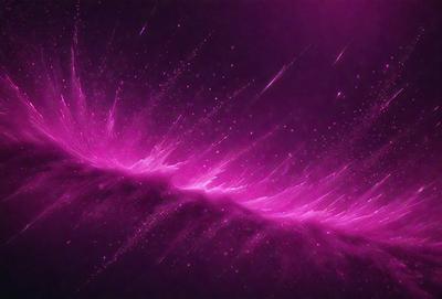 The primary subject of the image is a pink and purple nebula, which is a swirling mass of gas and dust in space. The setting is a dark, starry sky, with the nebula as the main focus. The visual style is a combination of digital art and illustration, creating a vibrant and colorful scene. The dominant colors are pink and purple, giving the image a warm and luminous atmosphere.