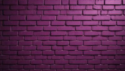 The primary subject of the image is a purple brick wall. The setting is a brick wall, and the visual style is a photo. The dominant colors are purple and red, creating a bold and striking atmosphere.