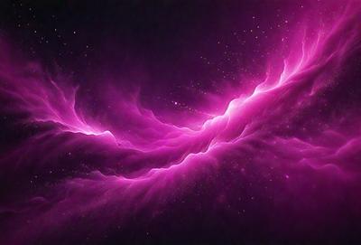 The primary subject of the image is a pink, purple, and white nebula. The setting is a dark, starry sky, and the visual style is a digital art or illustration. The dominant colors and overall atmosphere are vibrant and luminous, creating a sense of wonder and exploration.