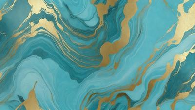 The primary subject of the image is a blue and gold marbled pattern, which is the main focus of the image. The setting is a blue and gold marbled surface, which serves as the backdrop for the pattern. The visual style of the image is a combination of photo and digital art, creating a unique and eye-catching design. The dominant colors in the image are blue and gold, giving the pattern a rich and luxurious appearance.