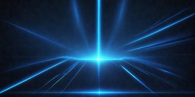 The primary subject of the image is a bright blue light, which appears to be a light source or a beam of light. The setting is a dark background, which contrasts with the bright blue light. The visual style of the image is digital art, as it is a computer-generated image. The dominant colors in the image are blue and black, creating a sense of depth and contrast.
