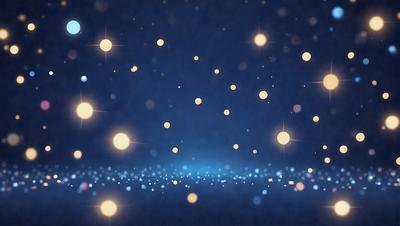 The primary subject of the image is a blue background with a pattern of white lights. The setting appears to be a night sky, and the visual style is a digital art or illustration. The dominant colors are blue and white, creating a calm and serene atmosphere.