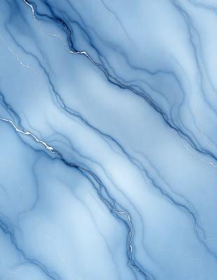 The primary subject of the image is a blue marble wall with a pattern of white streaks. The setting is a room with a blue marble wall, and the visual style is a photo. The dominant colors are blue and white, creating a calm and serene atmosphere.