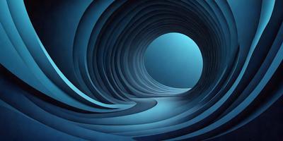 The primary subject of the image is a tunnel-like structure with a blue background. The tunnel appears to be a part of a larger, curved structure. The visual style of the image is a combination of photo and digital art, creating a unique and intriguing scene. The colors and mood of the image are predominantly blue, giving it a calm and serene atmosphere.